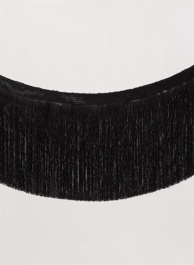 Anida Fringe Trim Lace Polyerter Fibre Tassel 6Inch Wide 9 Meter Packing Long for Clothes Accessories Latin Wedding Dress DIY Lamp Shade Decoration (Black) - Image 2